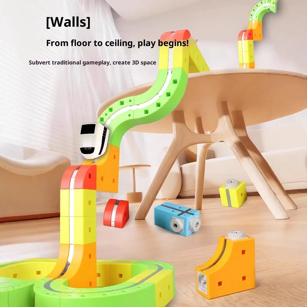 Großes, neu aufgerüstetes Magnet-Elektro-Hochgeschwindigkeitszugset – Lern- und Streckenbau-Spielzeug (STEM/Montessori)