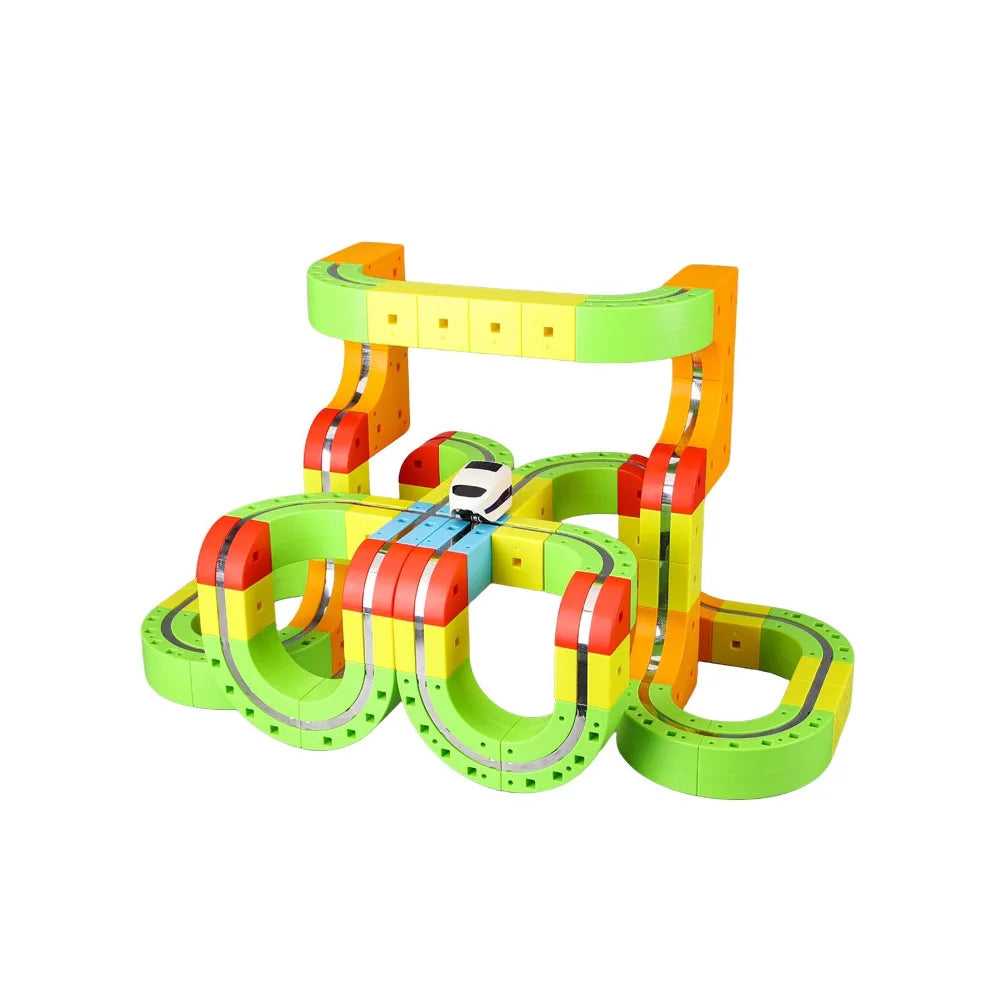 Großes, neu aufgerüstetes Magnet-Elektro-Hochgeschwindigkeitszugset – Lern- und Streckenbau-Spielzeug (STEM/Montessori)