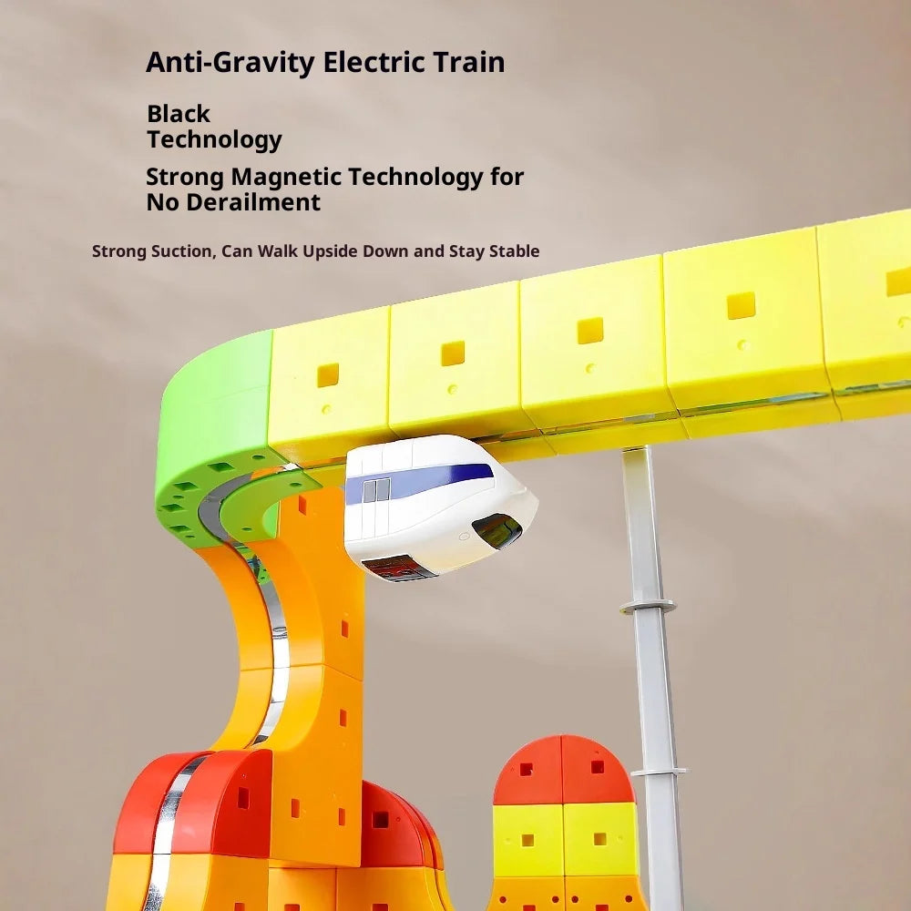 Großes, neu aufgerüstetes Magnet-Elektro-Hochgeschwindigkeitszugset – Lern- und Streckenbau-Spielzeug (STEM/Montessori)